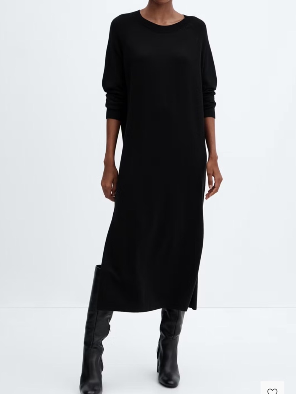 Mango Black Long-Sleeve Midi Dress